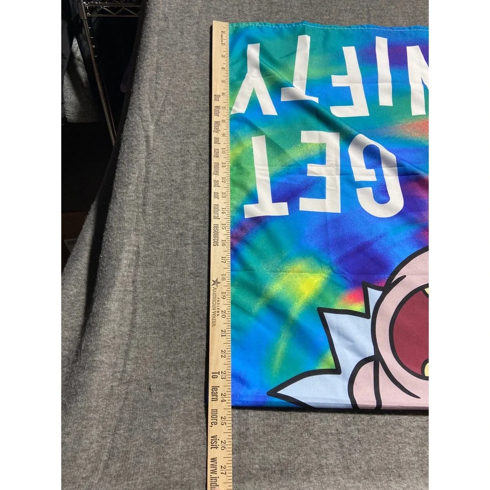 Calhoun Rick & Morty Flag Multicolor Lets Get Schwifty Tie Dye Adult Swim 30x50